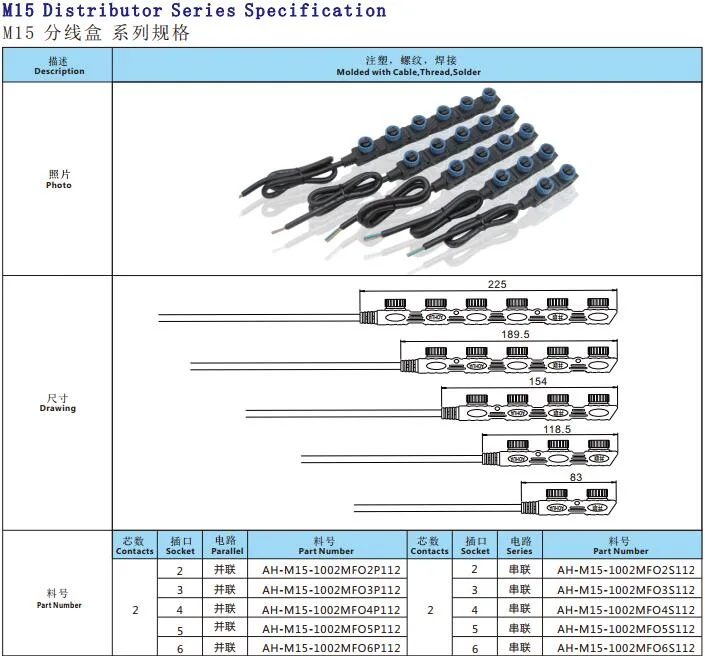 Street Light M15 Male Female Waterproof 2 Pin LED F Type Waterproof Connector