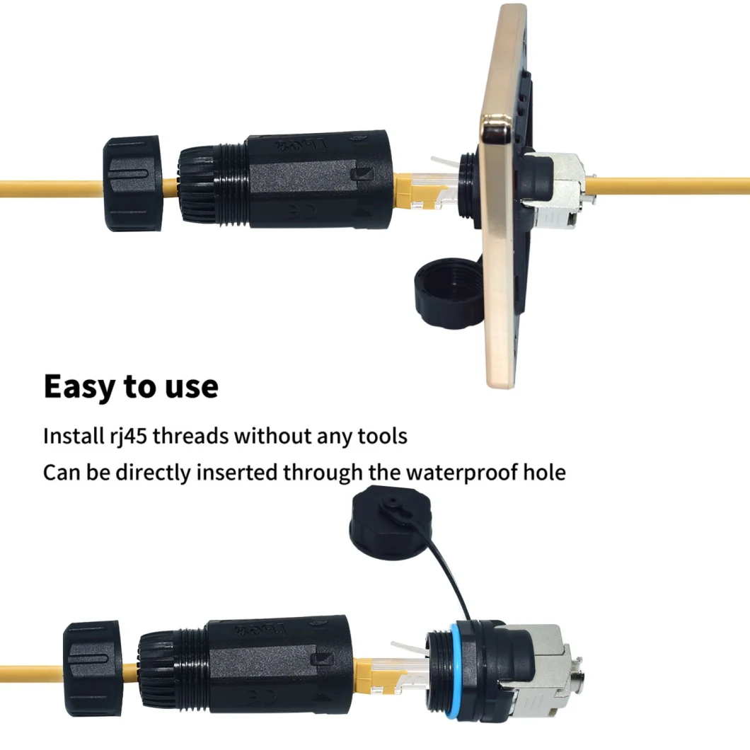 Yxy IP68 RJ45 Connector CAT6 Shielded Panel Mount Care Connector Female IP68 Waterproof No Wire Bonding Quick Connector