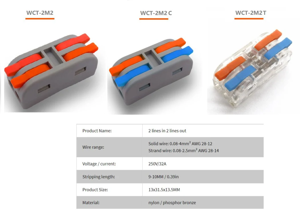 2p Push in Mini Wire Connector Transparent Wire Connector Cable Connector 4 Pole Connector Splicing Connector Screwless Terminal Block Screwless Connector