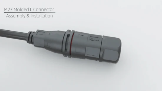 Cor preta M23 Overmoding 4 pinos 20A L tipo conectores à prova d'água para iluminação pública