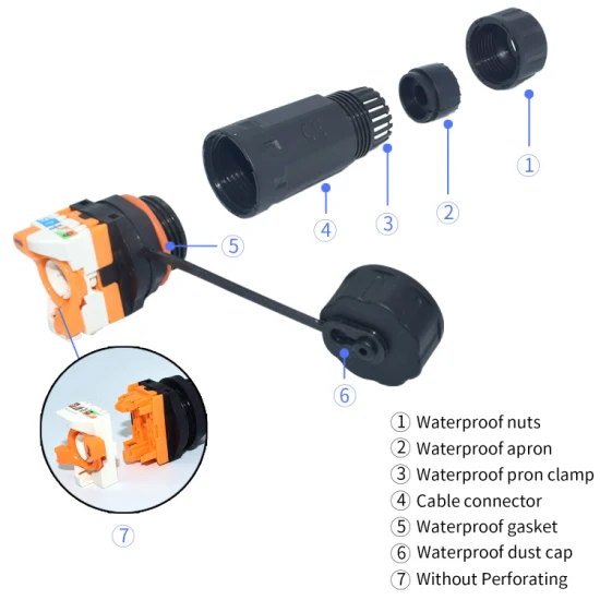 Yxy outdoor IP68 IP67 cabo de montagem em painel 8 pinos conector à prova d'água RJ45 CAT6A Cat5e